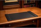 Dacasso Black Leather 22" x 14" Side Rails Desk Pad