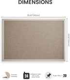 Fluxynara Foldable Cork Board Alternative, Felt Bulletin Board 36" x 24" Oatmeal Frame with 24 Adhesive Tabs, Pin Board for Home Office, Classroom, Entryway, Kitchen Wall Decor—Deep Camel