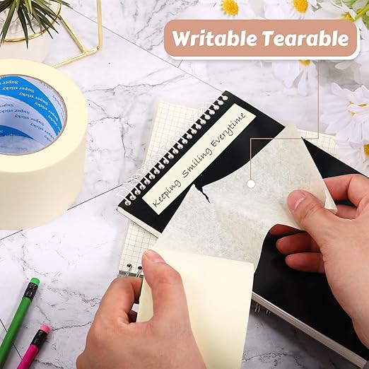 Fainne Masking Tape Bulk General Purpose Masking Painting Tape 55 Yards for Painting Home Office School Stationery Arts Crafts Basic Use, Easy Removal(6 Rolls,3 Inch)