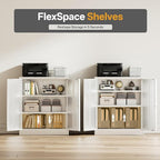 TaskStorz Metal Garage Storage Cabinets，36" Steel File Cabinet with 2 Adjustable Shelves, Lockable Storage Cabinets for Office, Home, Garage, Warehouse 36" H x 32" W x 16" D (White)
