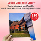 HARtwii 220 Sheets Double Side High Glossy Photo Paper 8.5x11 Inches 54lbs for Inkjet Printers and Dye Ink 200Gsm Suitable for Inkjet Printing Printer