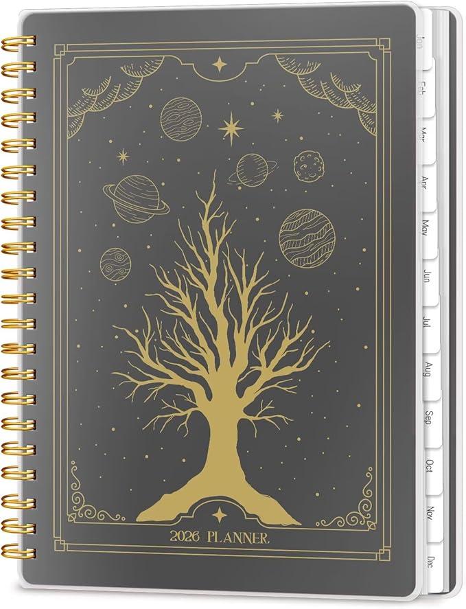 2026 Planner 8.5 x 11, Large Weekly Monthly Planners with Tabs, A4 Spiral Bound Daily Calendar 2026 Planner, 12 Month Agenda from Jan. to Dec., Flexible Cover Appointment Book(Tarrow Tree)