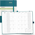 POPRUN 2025-2026 Monthly Planner (A5 8.5" X 6.25"), 18-Month Calendar Book (Jul.25 - Dec.26) with Monthly Tabs, Hardcover, Inner Pocket, 100GSM Thick Paper - Pacific Green