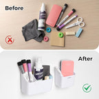 loukin Magnetic & Adhesive Dry Erase Marker Holder with Divider, 1 Small + 1 Mini, Magnetic Storage Organizer for Whiteboard or Refrigerators (White)