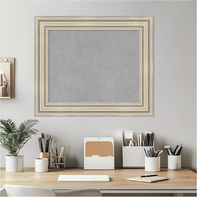 Amanti Art Silver Framed Magnetic Board 22x26 Small Vision Board for use with Magnets, 100% Metal Sheet to Display Items as Office Decor or for Home Organization in mudroom, Kitchen or Kids Room