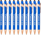 CRME Custom Engraved Ballpoint Pens Bulk Customized Metallic Printed Name Pens Black Ink Personalized Pen with Text Business Logo Smooth Writing for Professionals Teachers Office Meetings Blue Pen