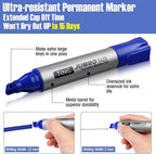 Fuutreo 32 Pcs Jumbo Permanent Markers Bulk Large Chisel Tip Permanent Markers Waterproof Jumbo Pens Quick Drying Office Supplies(Blue)