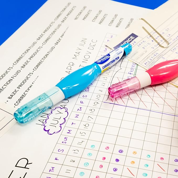 BAZIC Products Mini Correction Pen - Corrections Fluid, Precise Metal Tip White Out, Ideal for School & Office Supplies, Alternative to Correction Solution, 3/Pack, 144-Packs