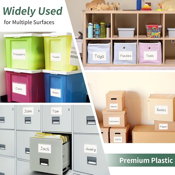 NIUBIER Storage Bin Labels, 36 Pack 5x7 Index Card Holder, Clear Adhesive Pockets, Removable Tote Labels Stickers for Packing Moving Box & Containers, Easy Peel Off