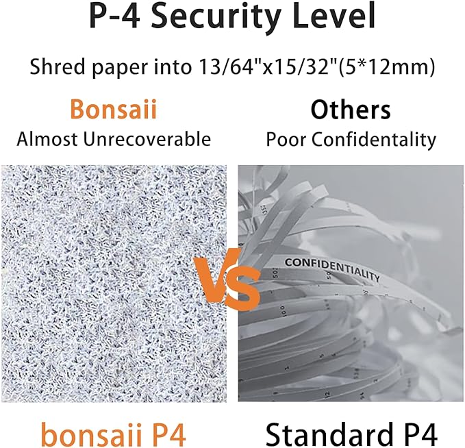 Bonsaii C266-B Micro Cut Shredder, Easy-Carry Handle, 12-Sheet, P-4 Security, 60 Min Continuous, CD/Credit Card, Jam-Proof, 4.2 Gal Bin, Ideal for Home Office Use, White/Gray