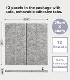 DECORITA Felt Bulletin Board Tiles | Modern Cork Board Alternative | Large Cork Boards for Walls | Aesthetic Felt Wall Panels for Office & Home Decor | Pinboard & Photo Board (12-Pack) | Gray Marble