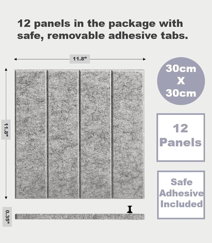 DECORITA Felt Bulletin Board Tiles | Modern Cork Board Alternative | Large Cork Boards for Walls | Aesthetic Felt Wall Panels for Office & Home Decor | Pinboard & Photo Board (12-Pack) | Gray Marble