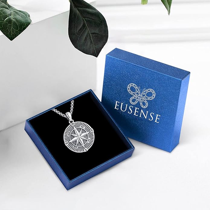 Compass Necklace for Women Men 925 Sterling Silver Pendant Urn Necklaces for Ashes Picture Locket Necklace Anchor Necklace Viking Necklace Crystals CZ Moonstone Abalone Shell Turquoise Compass Jewelry