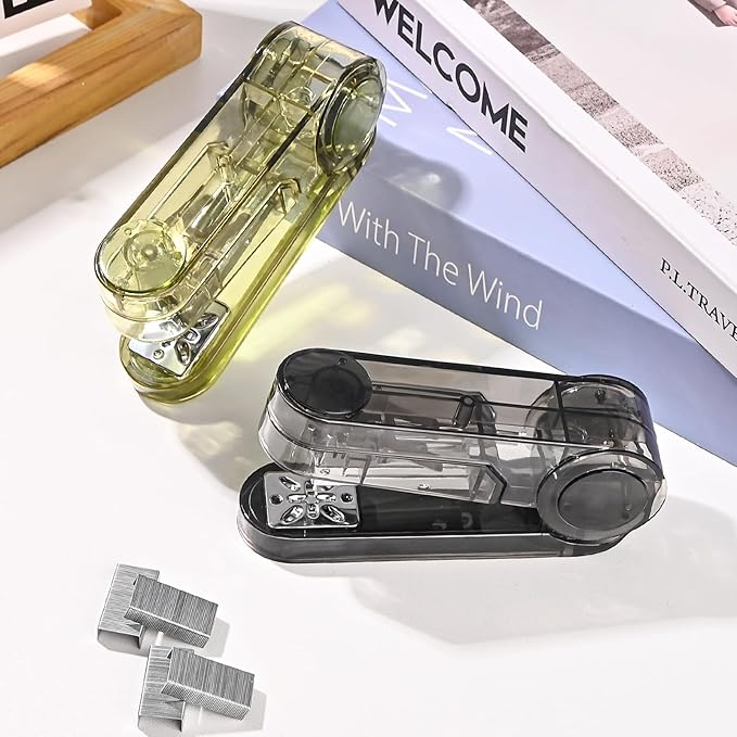 Temiary Swing-Arm Swivel Stapler with 400 Staples, 360 Degree Rotate Desktop Staplers for Booklet or Book Binding, 25 Sheet Capacity for Desk Classroom Office Supplies (Green)