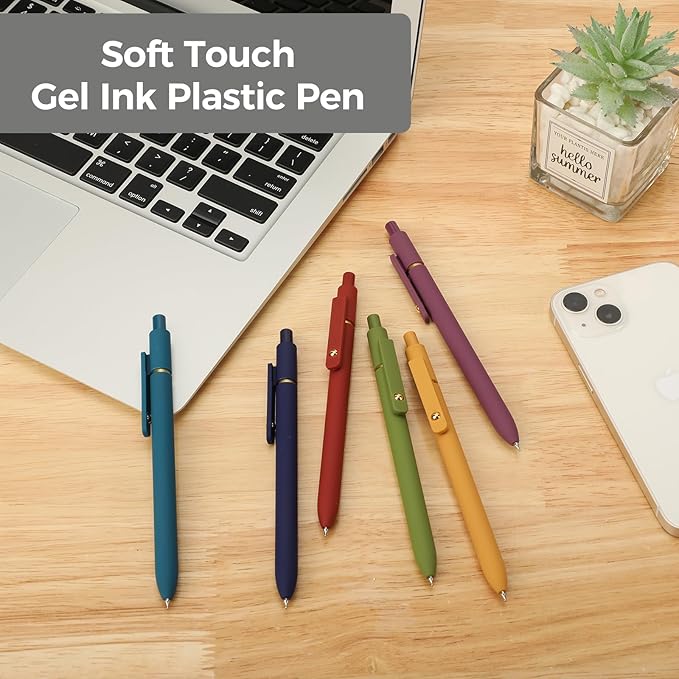 Ddaowanx Gel Pens, 12 Pcs 0.5mm Quick Dry Black Ink Pens Fine Point Smooth Writing Pens, Cute Office School Supplies Gifts for Women (12 Pcs Vintage-Black Ink)