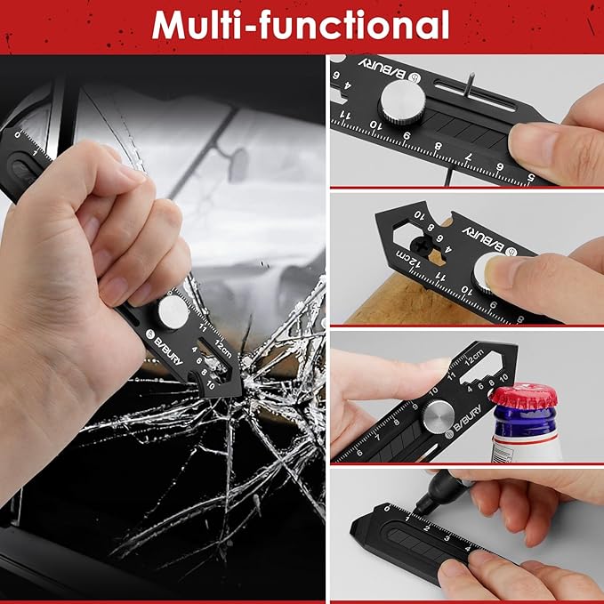 BIBURY 2 Pack Utility Knife, Heave Duty Full Stainless Steel Retractable Box Cutter with 10PCS replaceable Blades (18mm Wide), Multi-functional Extended Razor Knife for Office, Home, School Black