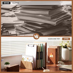 KIRIGEN Wood File Mail Organizer 7 Slots File Paper Holder Desktop Wood Document Letter Holder Organizer for Home Office Brown (7KWJJ-DBR)