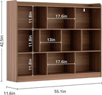 DIYART Brown Bookshelf, Wood Bookcase with 3 Tier Open Shelves, 10-Cube Minimalist Storage Shelf for Living Room, Bedroom, 55.1" W x 42.5" H