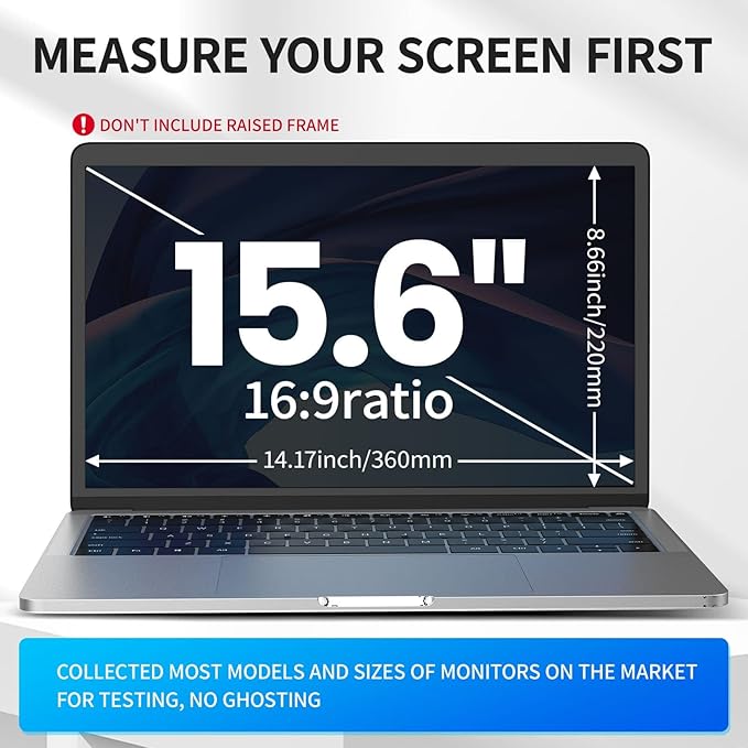 GUDTEKE Laptop Privacy Screen 15.6 inch, 9H Hanging Privacy Screen for Laptop for 16:9, Acrylic HD Eye Protection Anti Glare Blue Light Laptop Screen Privacy Filter