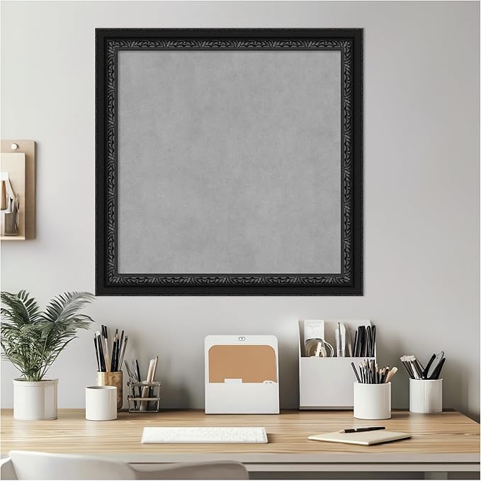 Amanti Art Black Framed Magnetic Board 24x24 Medium Vision Board for use with Magnets, 100% Metal Sheet to Display Items as Office Decor or for Home Organization in mudroom, Kitchen or Kids Room