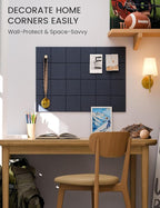 Fluxynara Felt Bulletin Board Tiles -28"x18" Cork Board Alternative for Office Decor, Push Pin Board Wall Organizer 6-Pack-Navy Blue