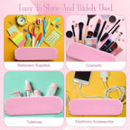 Feifeiya 8 Pcs Silicone Pencil Case Pen Zipper Pouch Bags Aesthetic Back to School Gifts Stationery Travel Toiletry Makeup Coin Organizer Waterproof Valentines Galentines Party Favors (Pink)