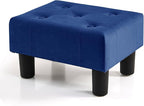 BRIAN & DANY Small Foot Stool, Velvet Foot Stools with Legs, Stable Small Footstool for Living Room, Blue
