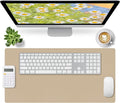 Bloss Beige Desk Mat 23.6" x 13.8", Desk Matt for Desktop, Large Leather Mouse Pad Waterproof, Computer Mat for Office Work/Home/Decor/Protector