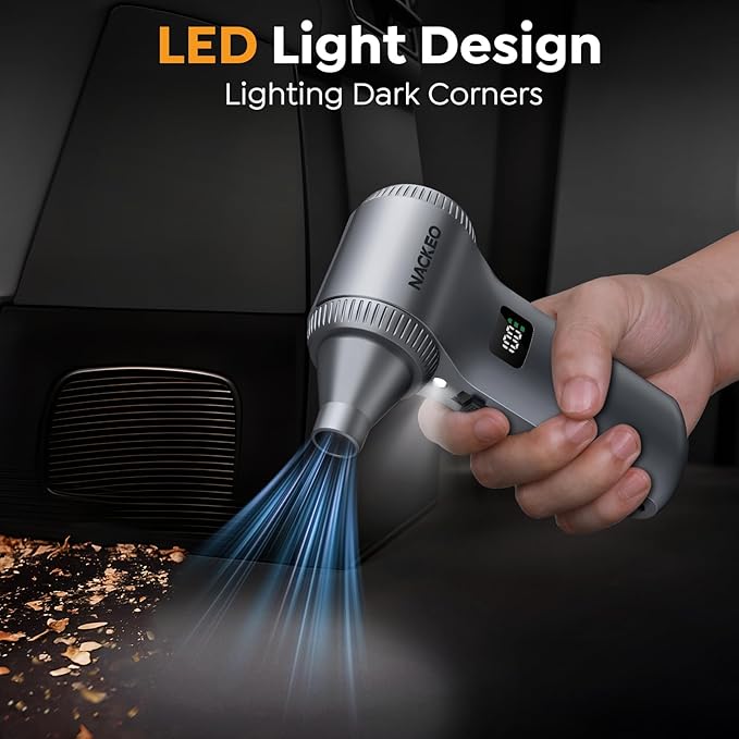 Compressed Air Duster-230000RPM Super Power Electric Air Duster, 100-Level Adjustable Inflatable Air Blower with LED Light and Display Screen, Dust Blower for Computer, Keyboard,House, Outdoor and Car