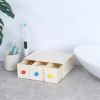 OSteed Desktop Drawers, Desk Organizer with 3 Drawers & Dopamine Handles, Stackable Plastic Storage Box for Home Collection, Cosmetics, Office Supplies (1 Tall Layer, Cream)