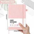 Thboxes 160 Pages Lined Journal Notebook, 5.71" X 8.27" Writing & Journaling Hardcover Executive Notebooks for Student Worker Women Men Notepads Journals for Writing Travel & Organization, Pink