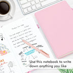 feela 12 Pack Notebooks Journals Bulk, Hardcover Notebook Classic Ruled Lined Journals with Pen Holder for Women Girls School Business Supplies, with 12 Black Pens, 120 GSM, 5.1”x8.3”, A5, Rose Pink