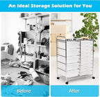 DORTALA 15-Drawer Rolling Storage Cart with Drawers, Rolling Utility Cart w/Removable Drawers & Universal Wheels, Tools Scrapbook Paper Organizer for School, Office, Home, Classroom (Clear)