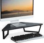 TEAMIX 26 inch Triangle Monitor Stand Riser, Desktop Corner Shelf with Metal Leg Wood Computer Stand with Storage Laptop Riser Office Organization