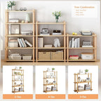IOTXY 4-Tier Wooden Shelf Bookcase - Modern Open Bookshelf, Free Standing Storage Rack, Multifunctional Display Stand for Home and Office, White, Rectangle