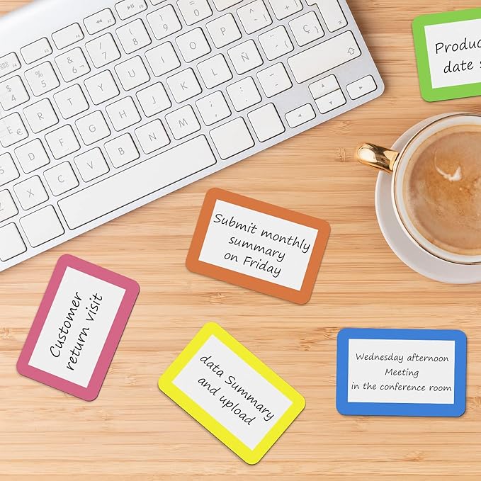 Dry Erase Magnets Set - 24 Pack - 3x2 in Whiteboard Magnetic Notes Planning Pads Labels - Small White Board Magnet Strips Name Tags for Home and Office