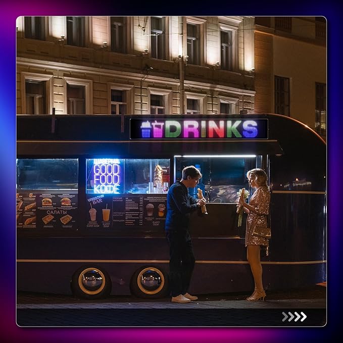 Large Programmable LED Sign, P5 Resolution Indoor Store LED Sign, Bluetooth APP, for Business Retail Shop Window Display (37"x 8")