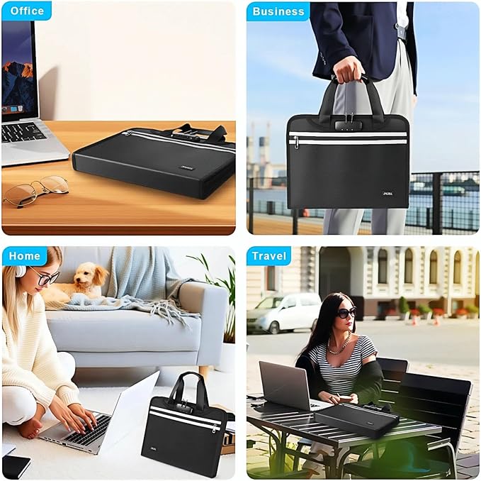 Accordion File Organizer with Lock, Fireproof Expanding File Folders with 13 Pockets Important Document Organizer with Handle & Labels, Portable Document Folder for Letter A4 Files and More