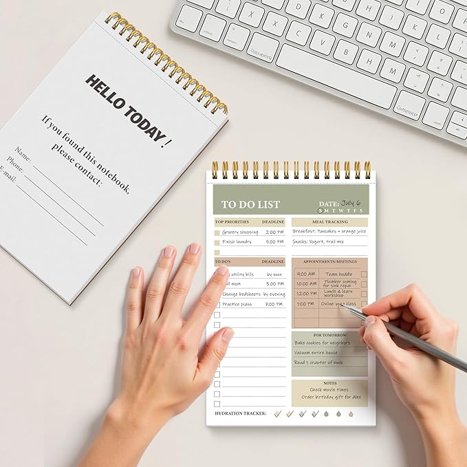 HAUTOCO 2 Packs to Do List Notepad, A5 to Do List Notebook for Work Undated Tear Off Daily Planner Notepad Task Checklist Organizer for Home Office School, Totally 208 Pages