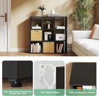 IRONMIX Metal 9 Cube Storage Organizer, Short Black Bookshelf with Storage, 3 Tier Display Shelf, Modern Cube Storage Shelf, Sideboard Cabinet for Small Places, Living Room, Home Office, Study