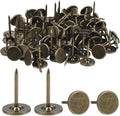 100 Pcs Heavy Duty Thumb Tacks, 7/16 Inch Flat Head Carpet Tacks, Decorative Extra Long Push Pins for Office Home Furniture Upholstery Carpets Wood Surfaces(Antique Brass)