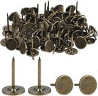 100 Pcs Heavy Duty Thumb Tacks, 7/16 Inch Flat Head Carpet Tacks, Decorative Extra Long Push Pins for Office Home Furniture Upholstery Carpets Wood Surfaces(Antique Brass)
