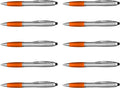 DISCOUNT PROMOS Stylus Ballpoint Pens Set of 10, Bulk Pack - Black Ink, Great for Office, School, Business, Tradeshows, Events - Orange