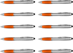 DISCOUNT PROMOS Stylus Ballpoint Pens Set of 10, Bulk Pack - Black Ink, Great for Office, School, Business, Tradeshows, Events - Orange