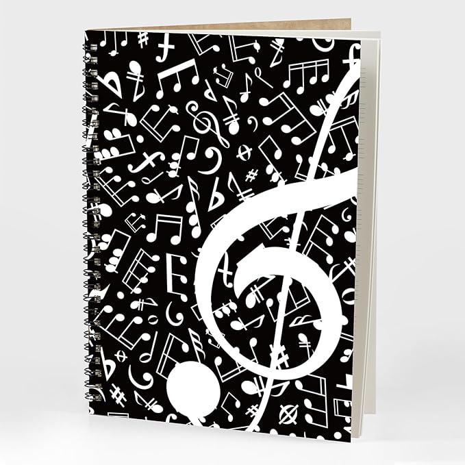 MAXCURY Blank Sheet Music Composition Manuscript Staff Paper Art Music Notebook Black 100 Pages 26x19cm