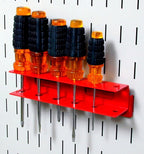 Wall Control Screwdriver Holder Bracket Slotted Metal Pegboard Accessory Slotted Tool Board - Red