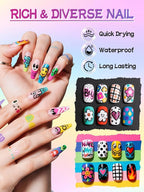 EBANKU 12 Colors Nail Art Pens Set, 3D Nail Polish Pens Acrylic Paint Pens Nail Markers for Nail Art Drawing Painting Manicure Tools Nail Design Kit Home Nail Salon DIY, 0.7MM