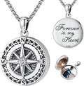 Compass Necklace for Women Men 925 Sterling Silver Pendant Urn Necklaces for Ashes Picture Locket Necklace Anchor Necklace Viking Necklace Crystals CZ Moonstone Abalone Shell Turquoise Compass Jewelry