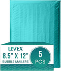 Levex - #2 8.5" x 12" [5 Pack] Teal Poly Bubble Mailers, Padded Envelope Mailers, Packing Envelope & Mailing Bags for Shipping