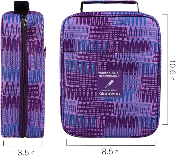 qianshan Pencil Case Holder Slot - Holds 202 Colored Pencils or 136 Gel Pens with Zipper Closure - Large Capacity Pen Organizer for Watercolor Pens or Markers - Perfect for Beginner and Artist Purple